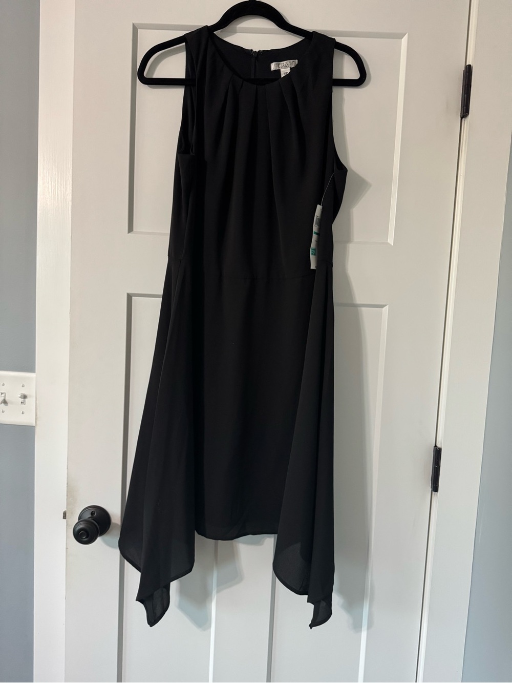 London Style Black Asymmetrical Handkerchief Hem Dress